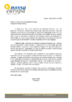 Carta da Nossa Europa à Presidente do Parlamento Europeu